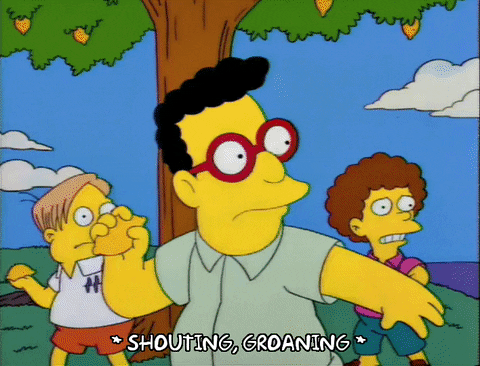 An animated GIF from "The Simpsons" of people chucking lemons at each other.