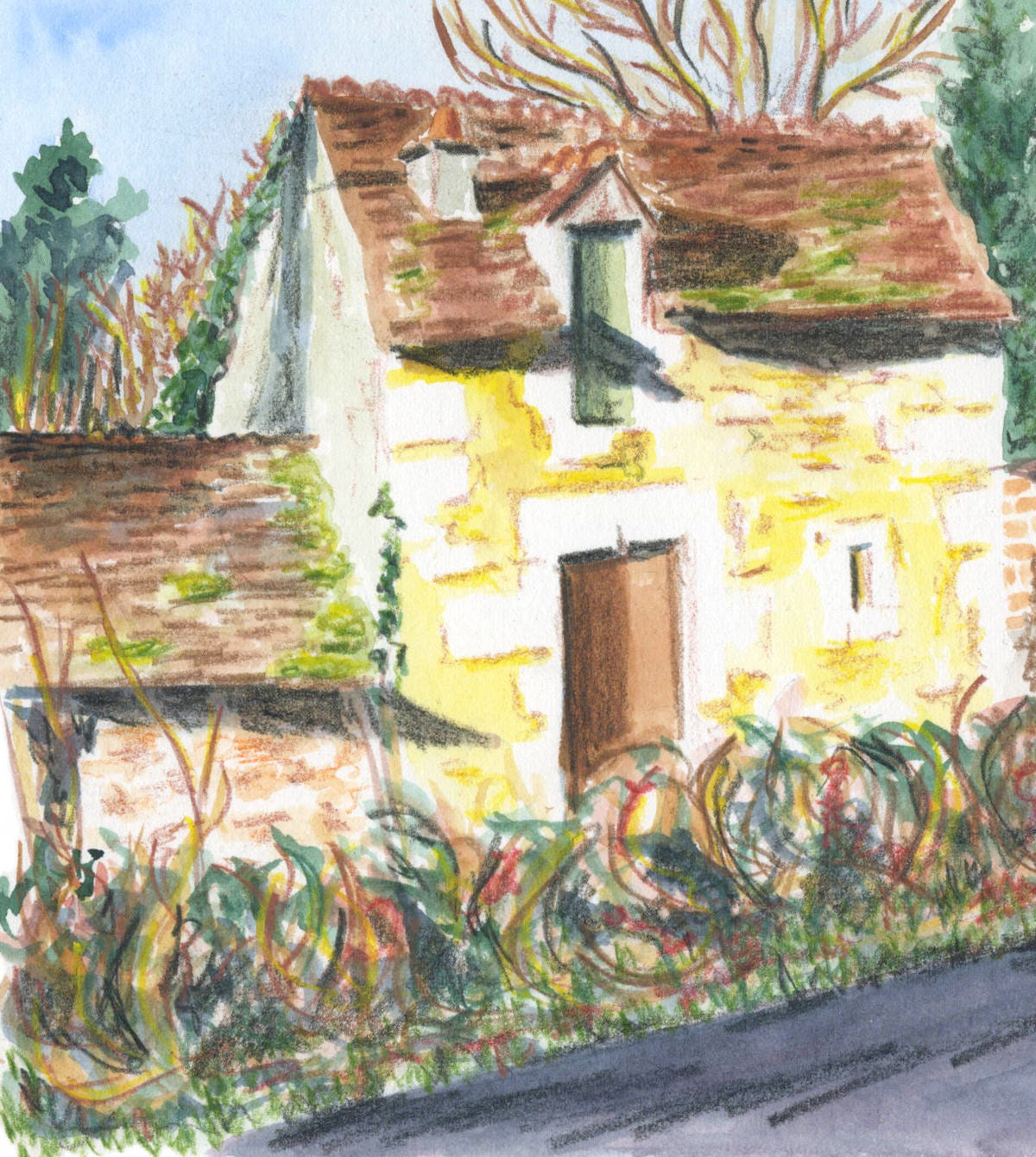 illustration détail d'une maison en couleurs