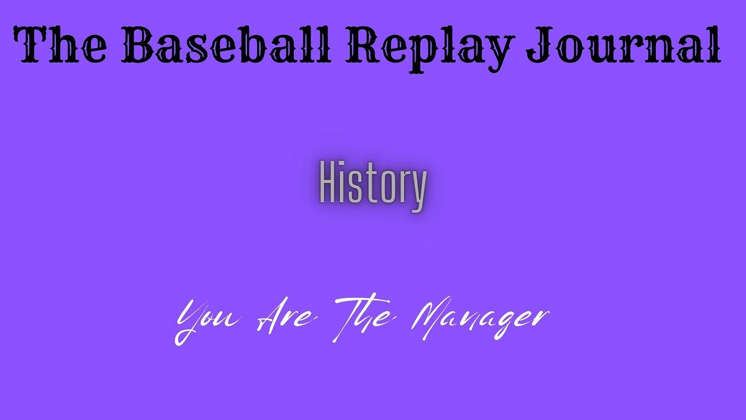 Baseball Replay Journal You Are The Manager