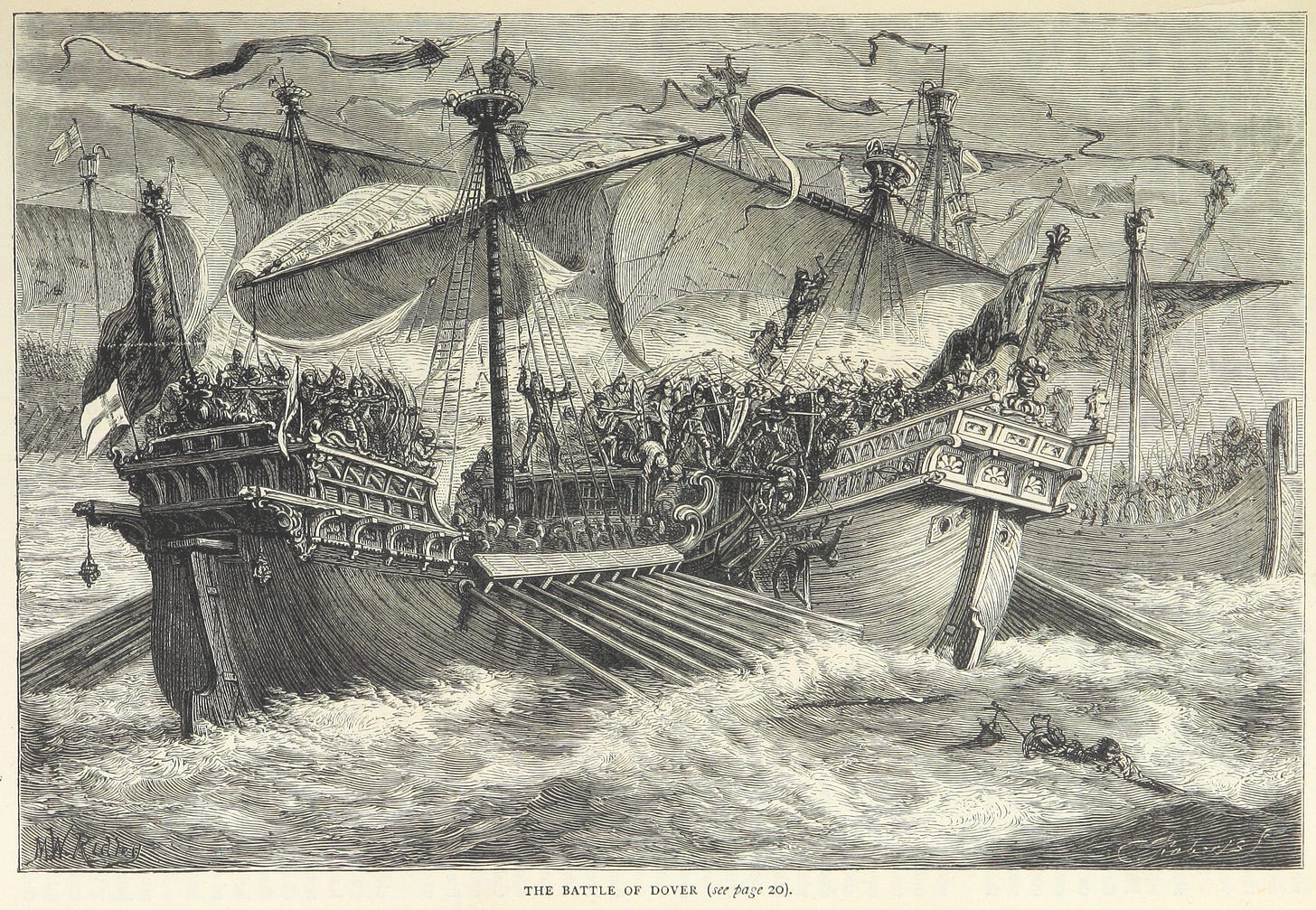 19th-century depiction of the Battle of Sandwich. 19th-century depiction of the Battle of Sandwich.