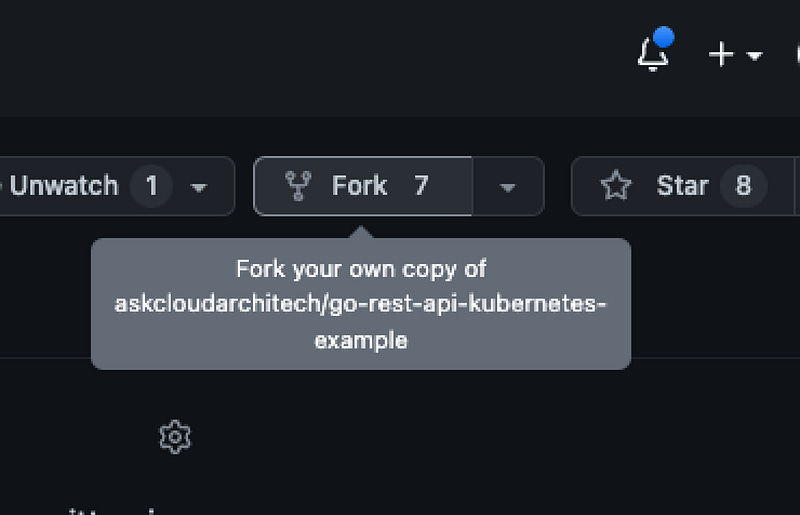 close up of fork button on GitHub