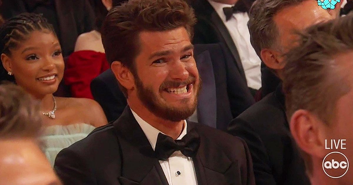 Andrew Garfield becomes a meme again within first few minutes of Oscars |  Metro News