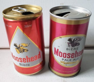 Lot 2 Vintage MOOSEHEAD Pale Ale Beer Can Moosehead Breweries