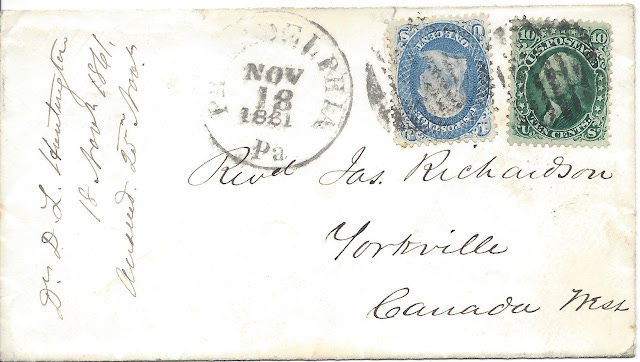1861 Philadelphia cover to Canada