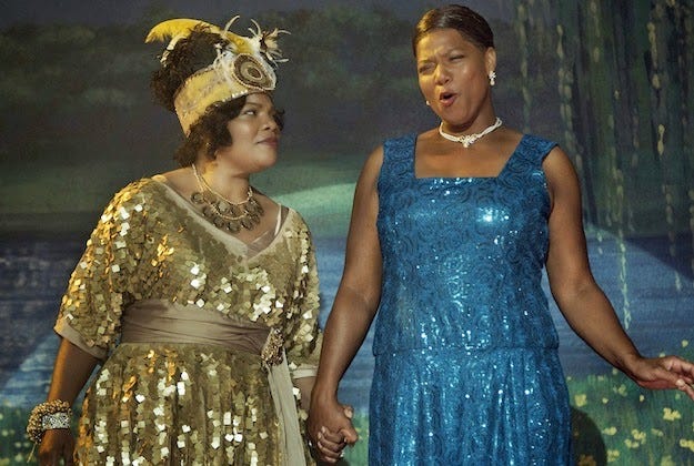 Still from the Bessie Smith biopic featuring Mo’Nique and Queen Latifah 