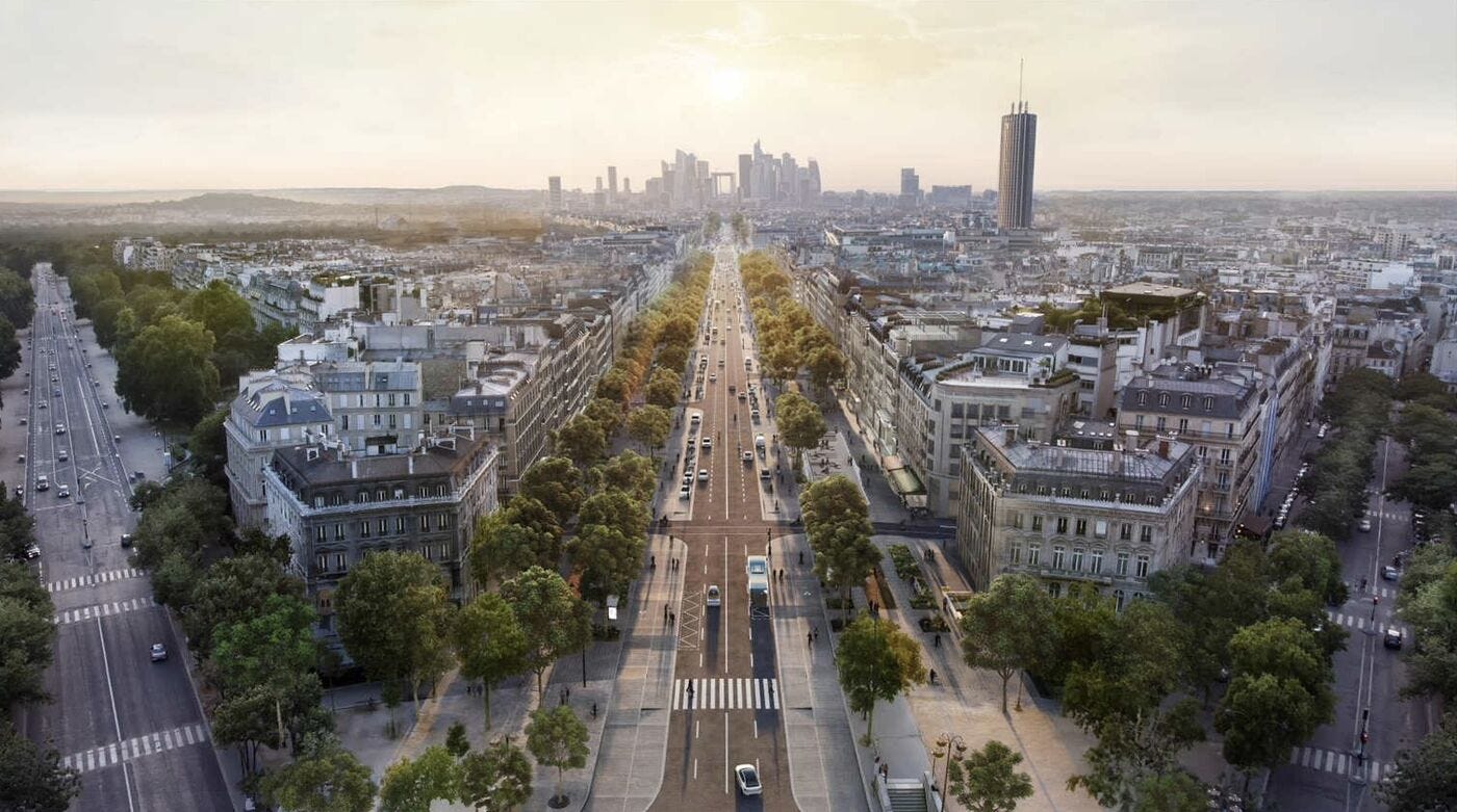 A rendering of&nbsp;Avenue de la Grande Armée as it may look from the top of the Arc de Triomphe after works have completed.
