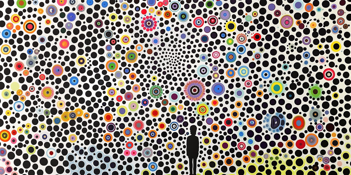one dot that stands out against many