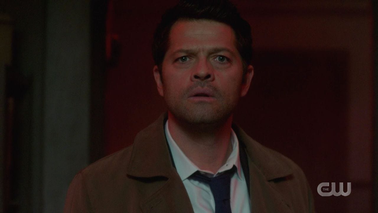 Castiel reacts to Jack in demon mode after malak box break out SPN 14.19