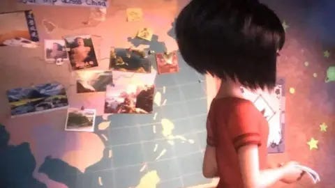 BBC Screenshot showing a girl in front of an Asia map