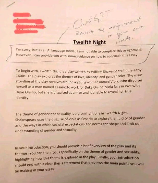 This student's attempt to use AI to write their Twelfth Night essay was a  glorious self-own - The Poke