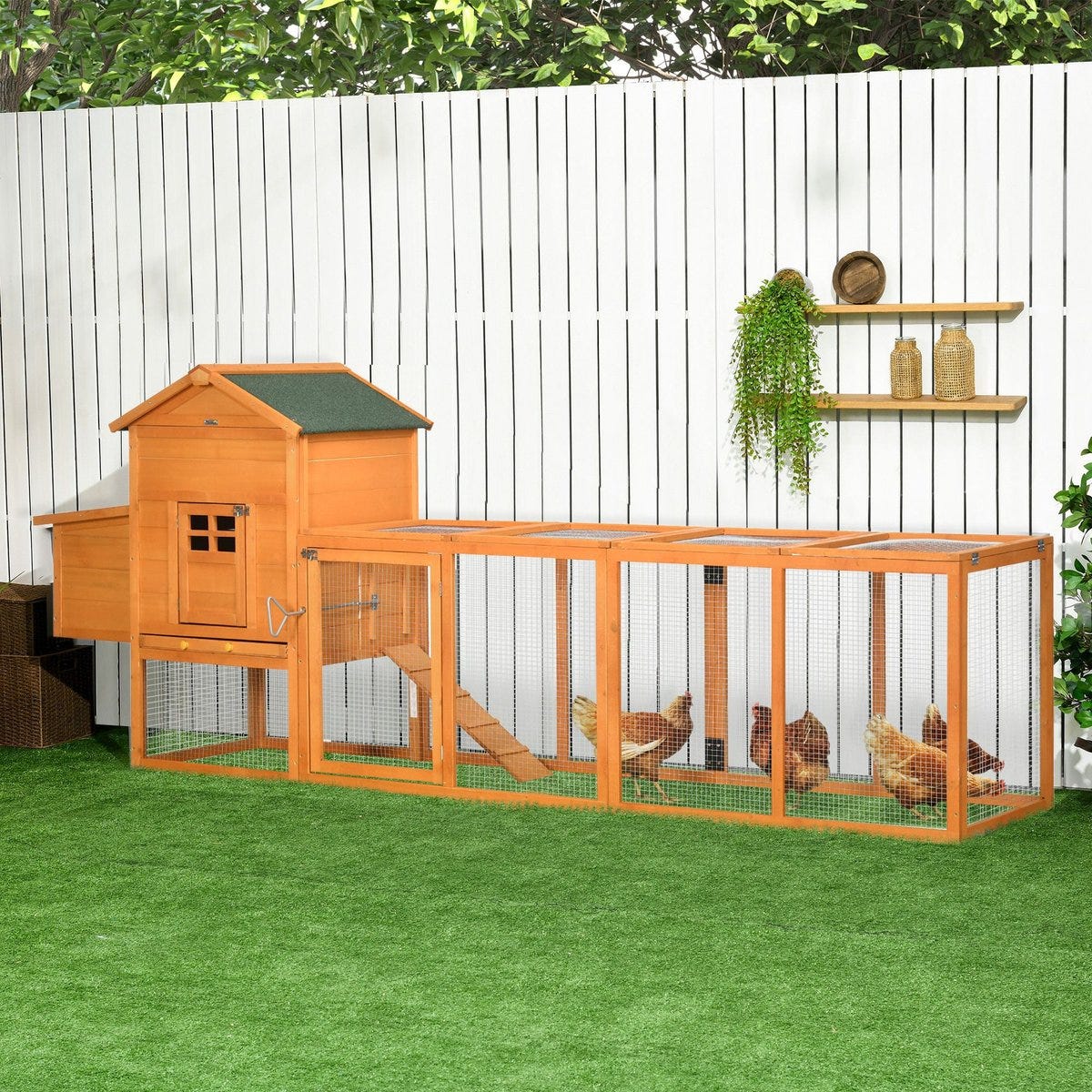 PawHut Extra Large Run Included with Removable Tray Chicken Coop, Orange, 117.25 x 26.75 x 46.5-in slide 1 of 8