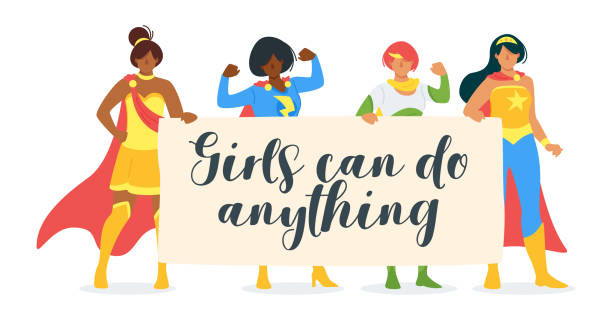 Girls Can Do Anything Motivational Flat Vector Banner Stock Illustration -  Download Image Now - iStock