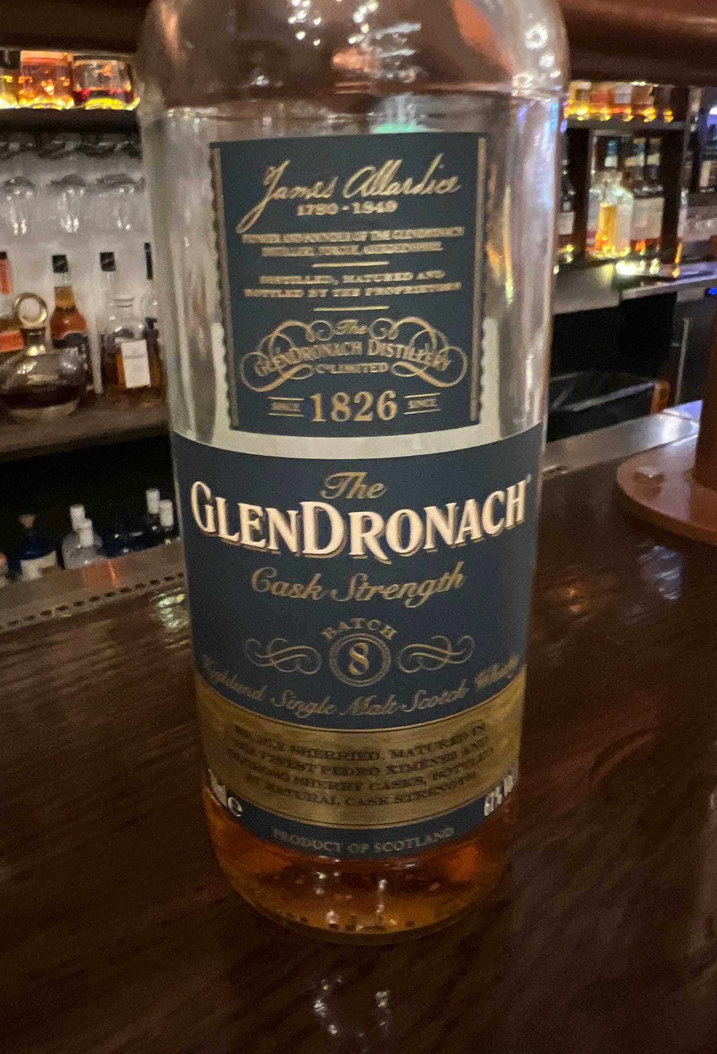 Bottle of The Glendronach Cask Strength Batch 8 whisky