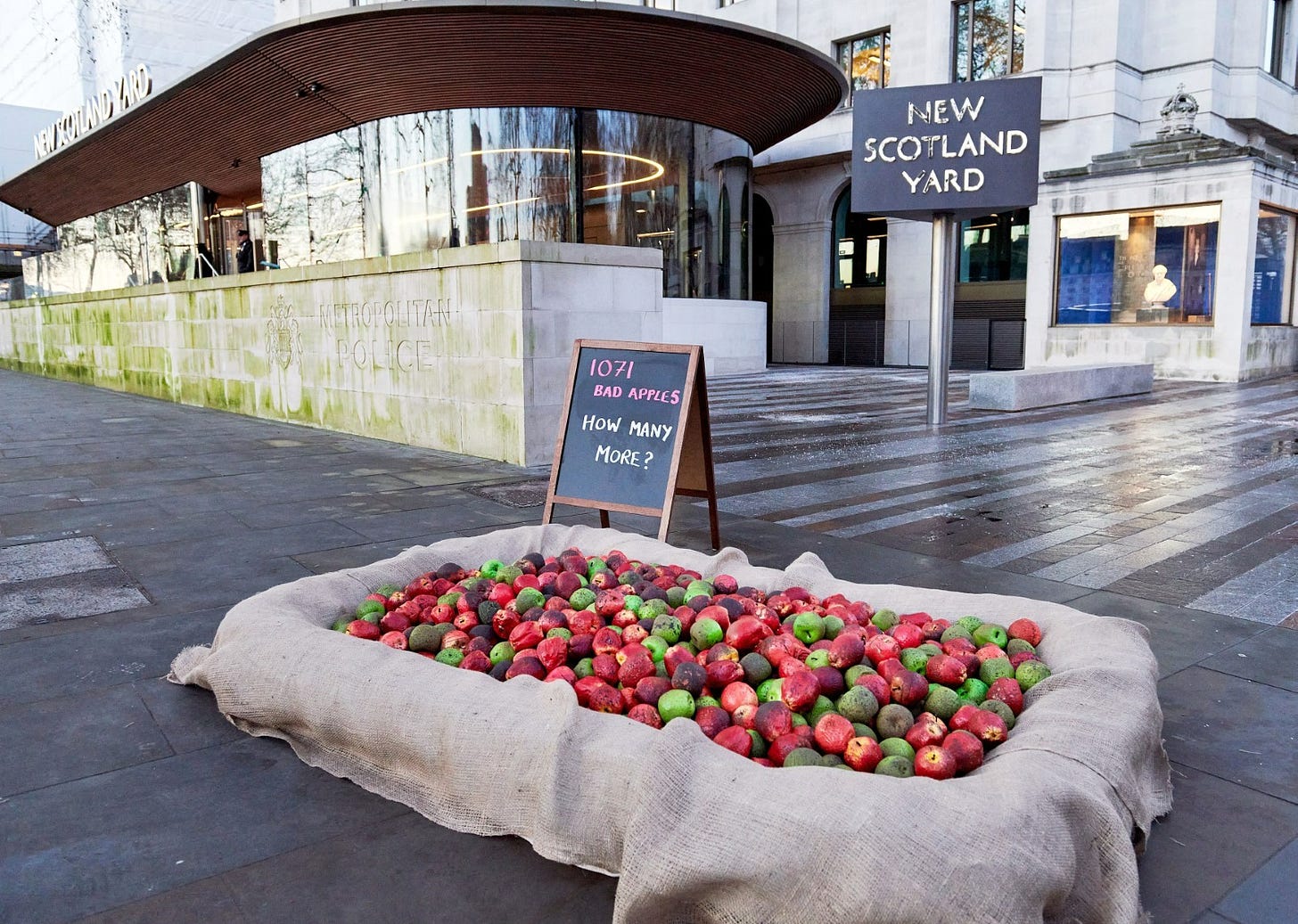 Refuge places 1,071 rotten apples outside New Scotland Yard and asks, 'How  many more bad apples?' – Refuge