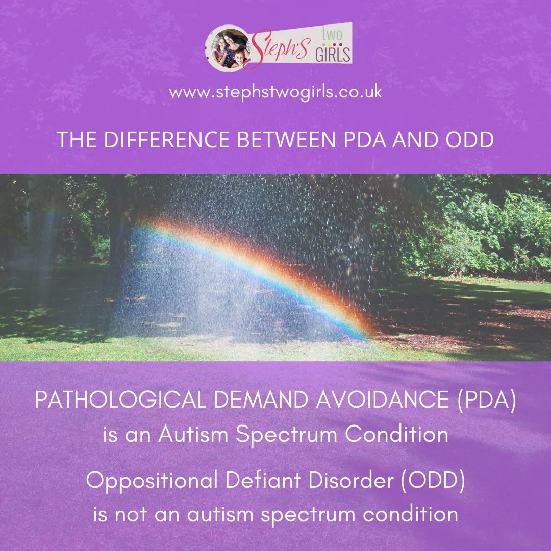 garden with rainbow in hose water. Pathological Demand Avoidance is an Autism Spectrum Condition. Oppositional Defiant Disorder is not an Autism Spectrum Condition