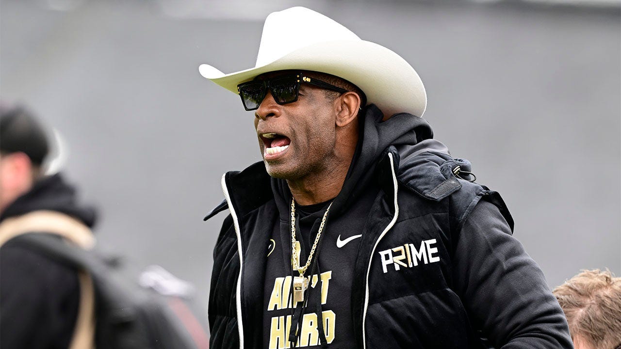 Deion Sanders coaches at the Spring Game