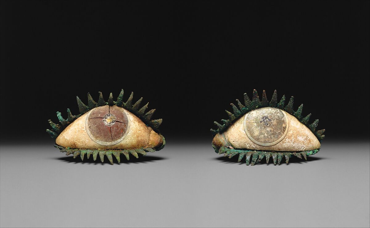 Pair of eyes, Bronze, marble, frit, quartz, obsidian, Greek 