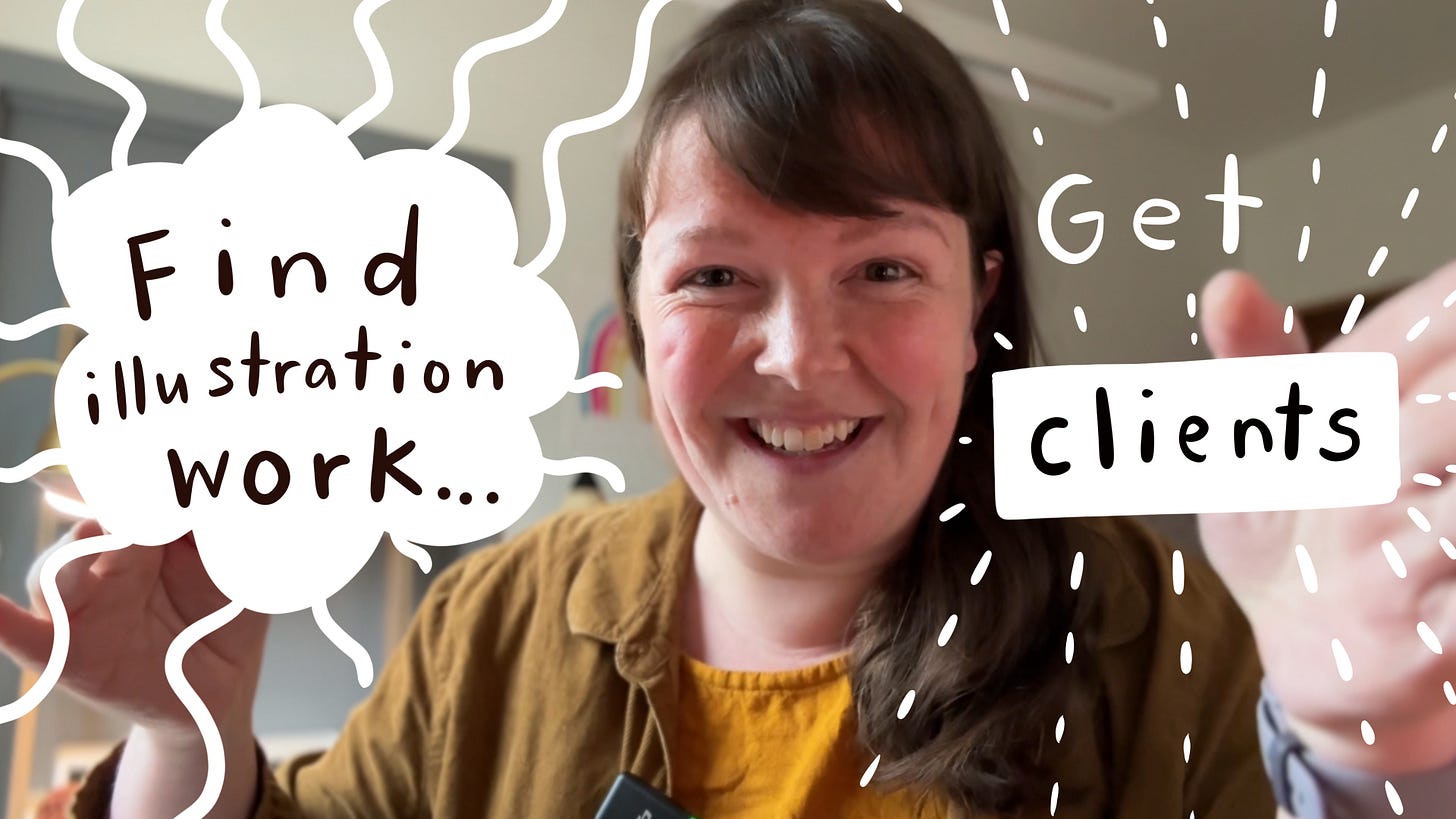 find illustration work - get clients (and Katie's scary face)