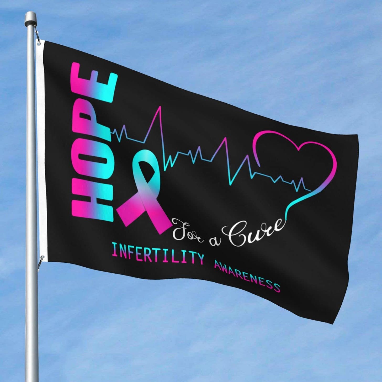 Hope For A Cure Infertility Awareness Flag 5x8 Ft Double-Sided Flags  Outdoor Large Size Heavy duty Decorative Banner Durable Patio Flags Yard  Flag