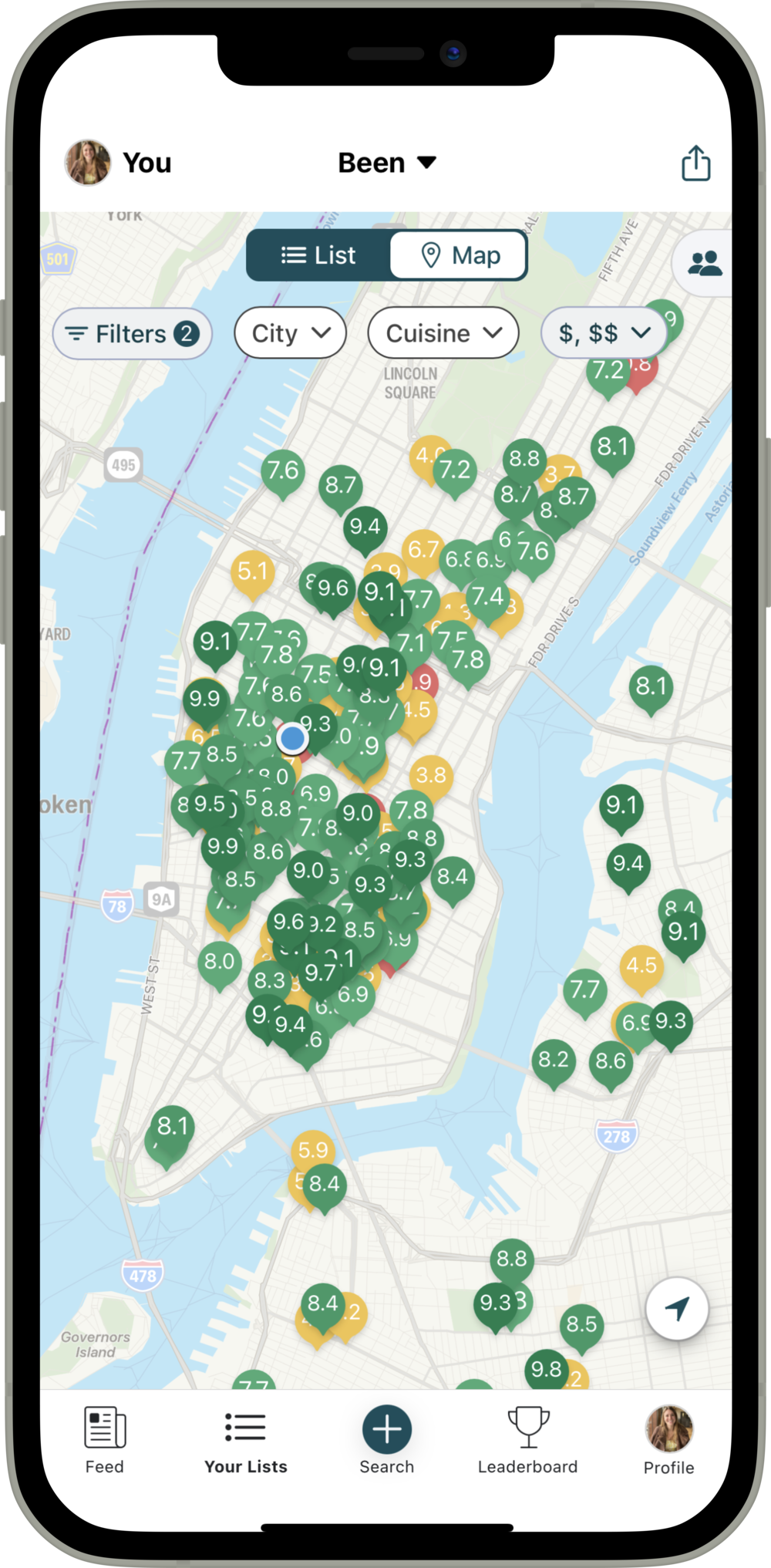 Beli App Restaurant Map