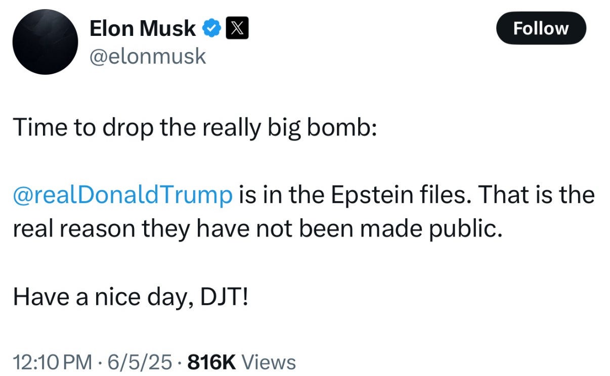 elon reveals that Trump is in the Epstein files 