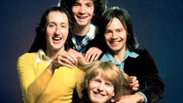 Scottish band Pilot in their heyday in 1975, clockwise from left Ian Bairnson, Stuart Tosh, David Paton, Billy Lyall