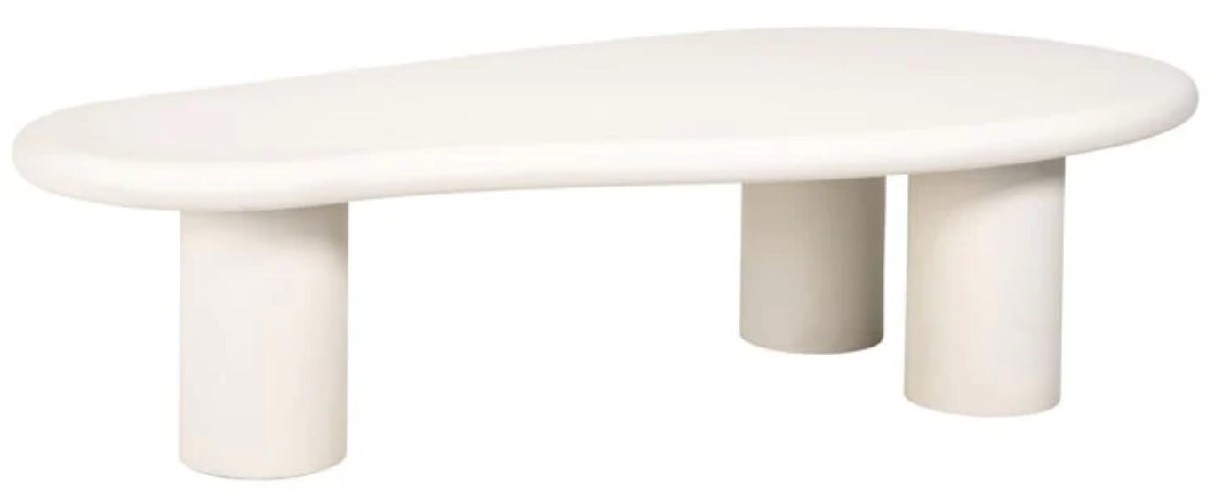 asymmetric coffee table in off-white