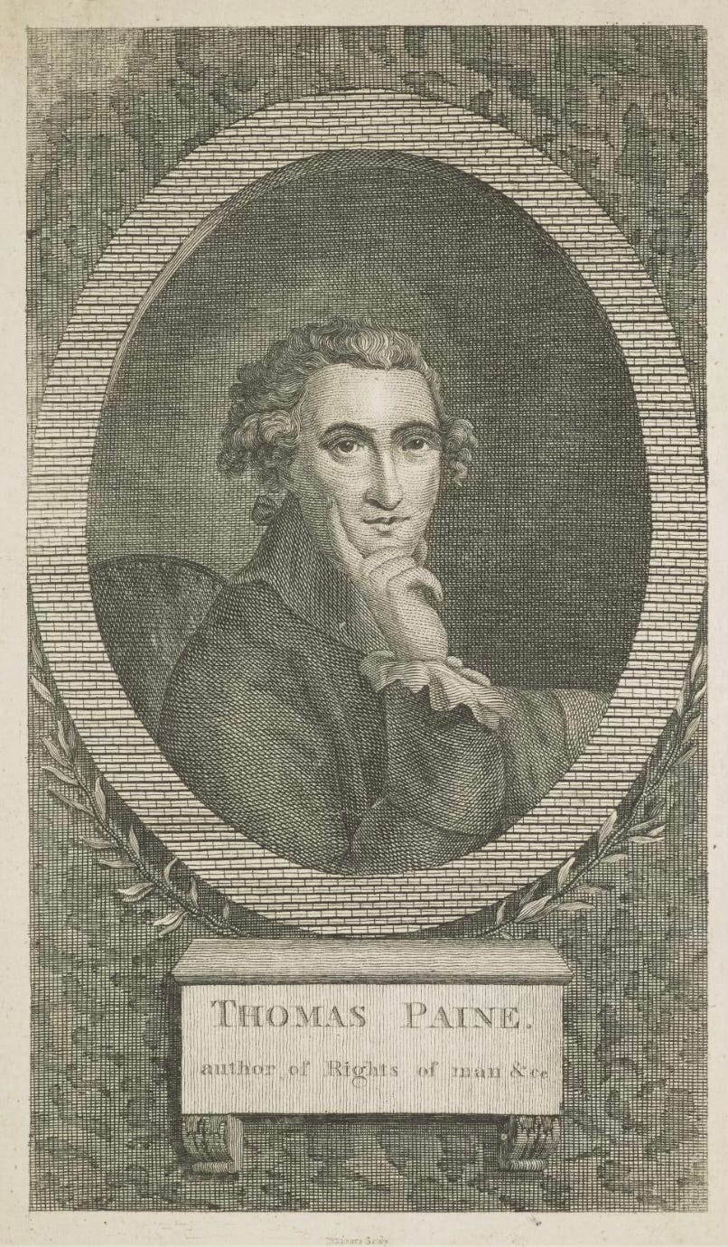 Portrait of Thomas Paine, black and white