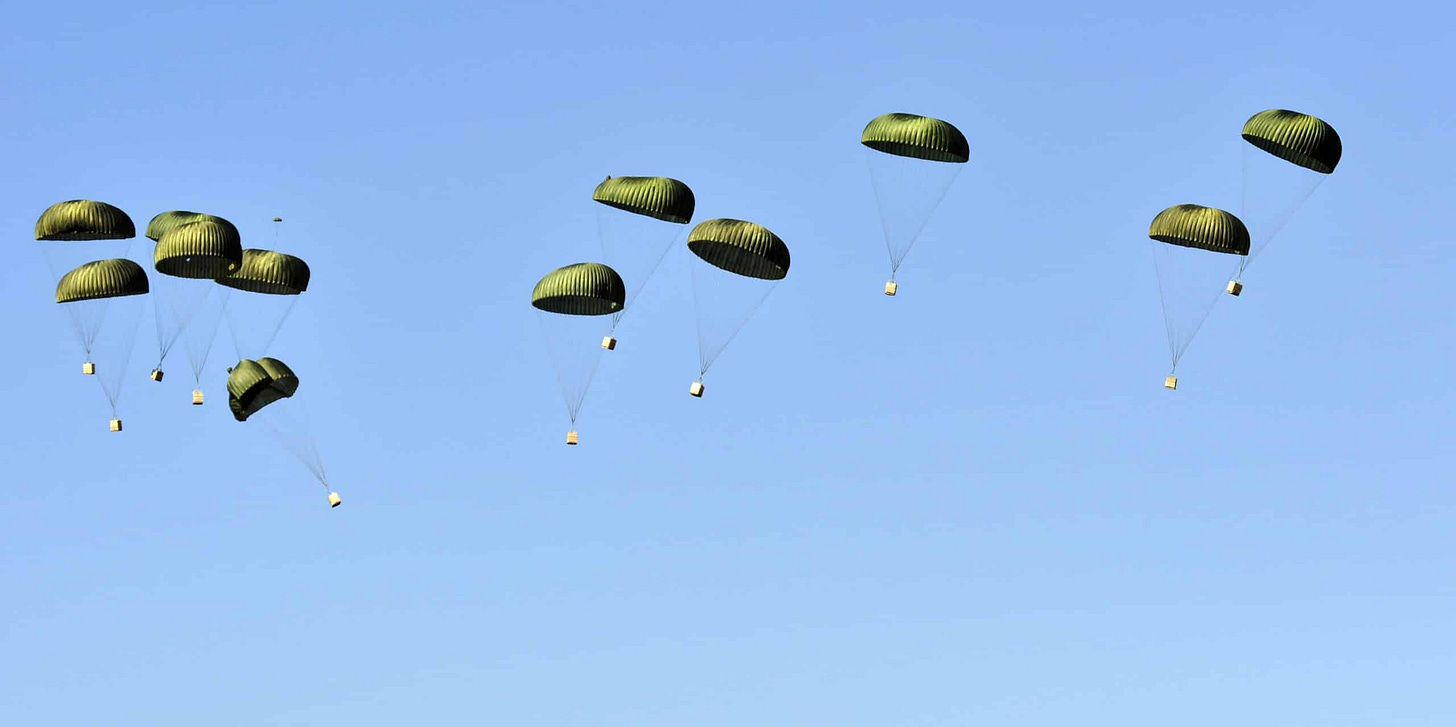 Airdrops in the sky (Shutterstock)