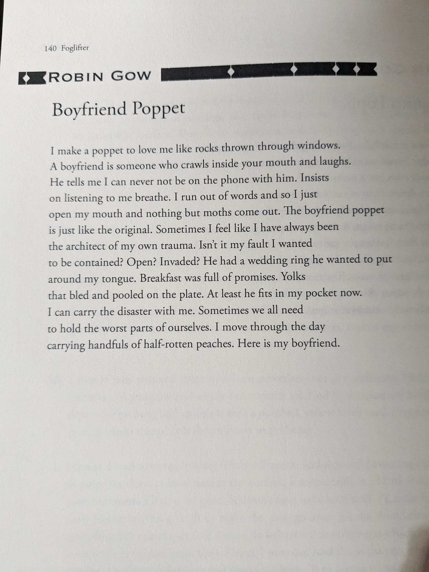 Photo of Robin Gow's poem. It is too long for alt text.