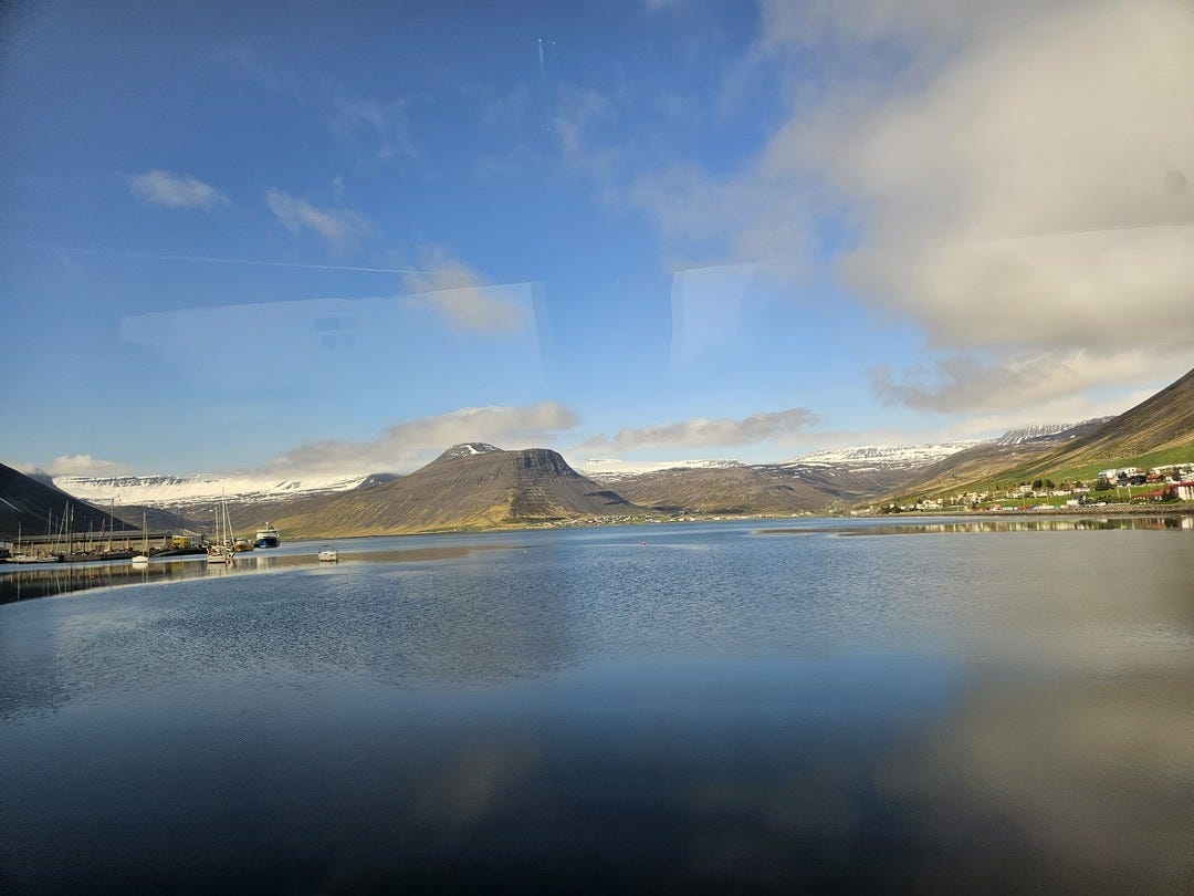 Akureyri sits at the head of the Eyjafjörður fjord