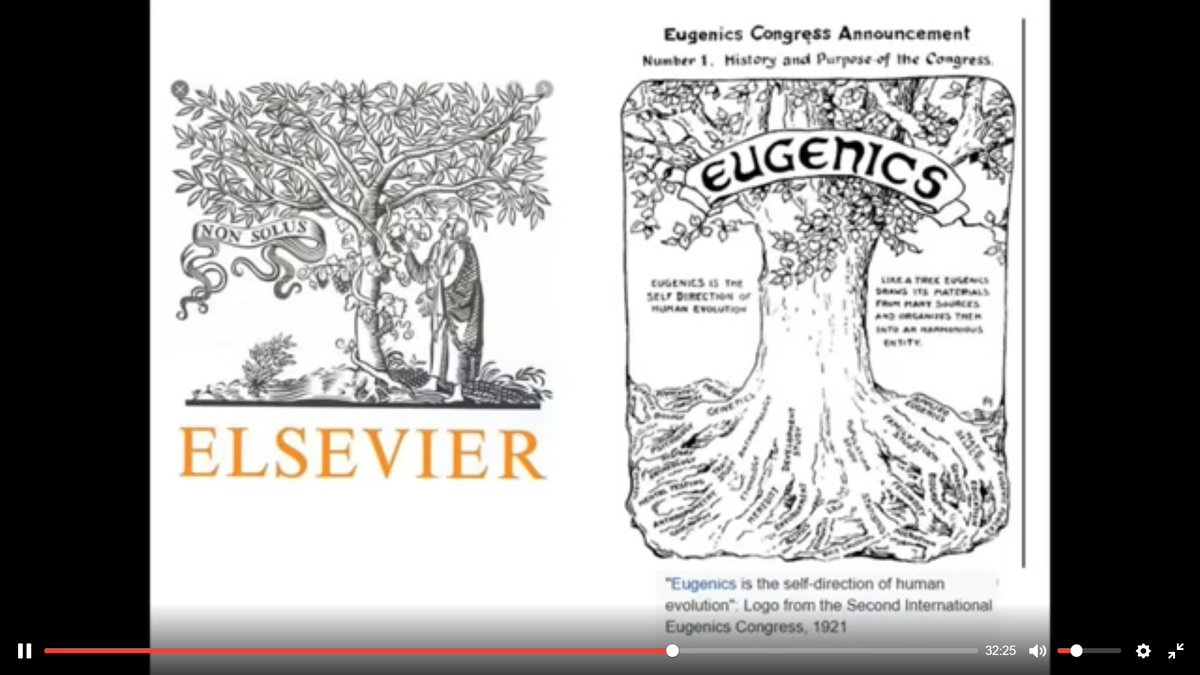 Elsevier logo compared to the Eugenics society of the early 20th century 