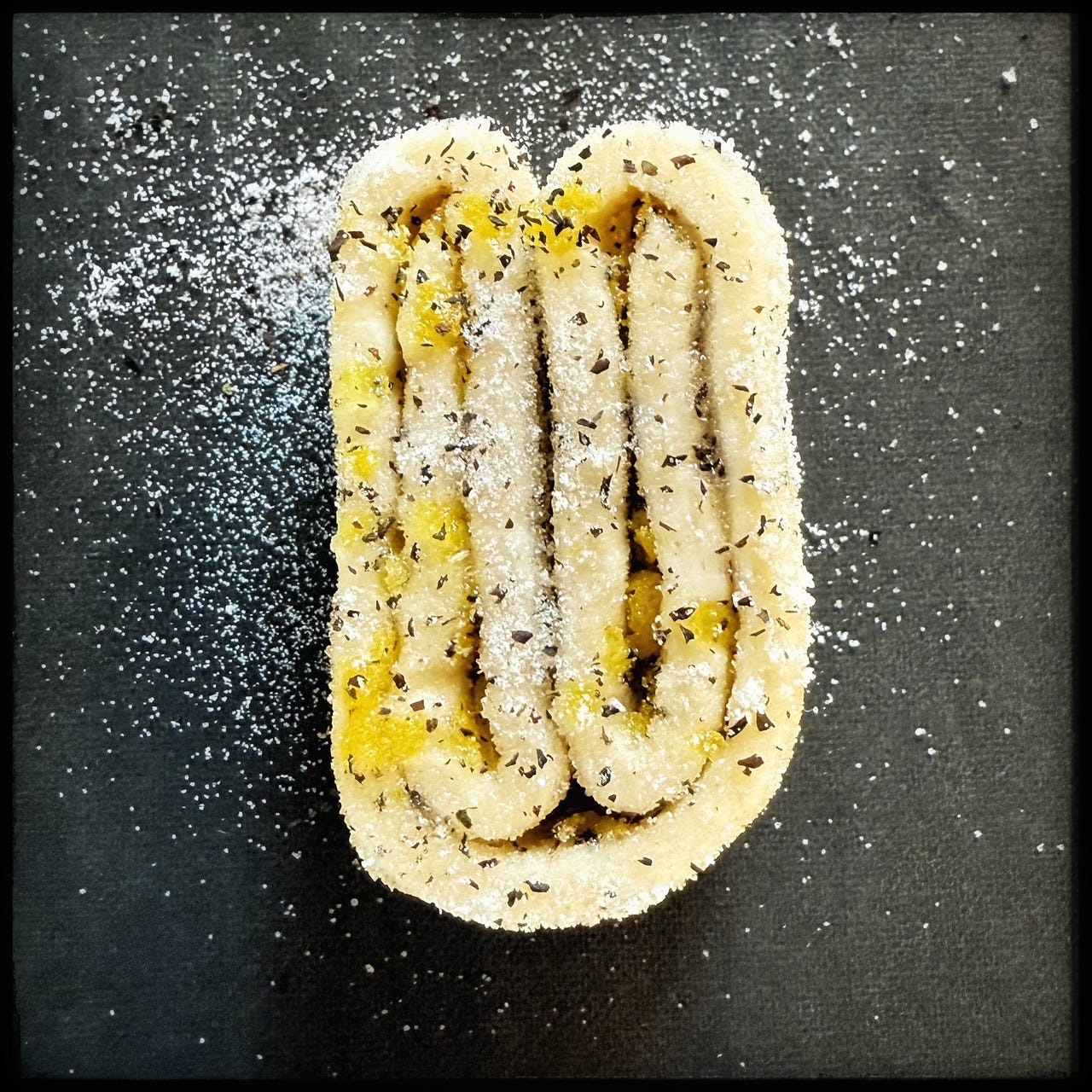 A folded, but unbaked palmier.