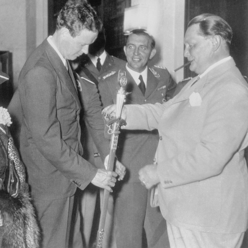 Mr. and Mrs. Charles Lindbergh with Herman Goering