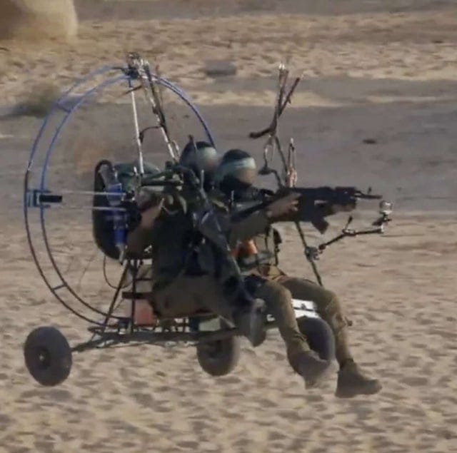 Hamas militants are using motorized hang gliders to infiltrate into Israel  : r/pics