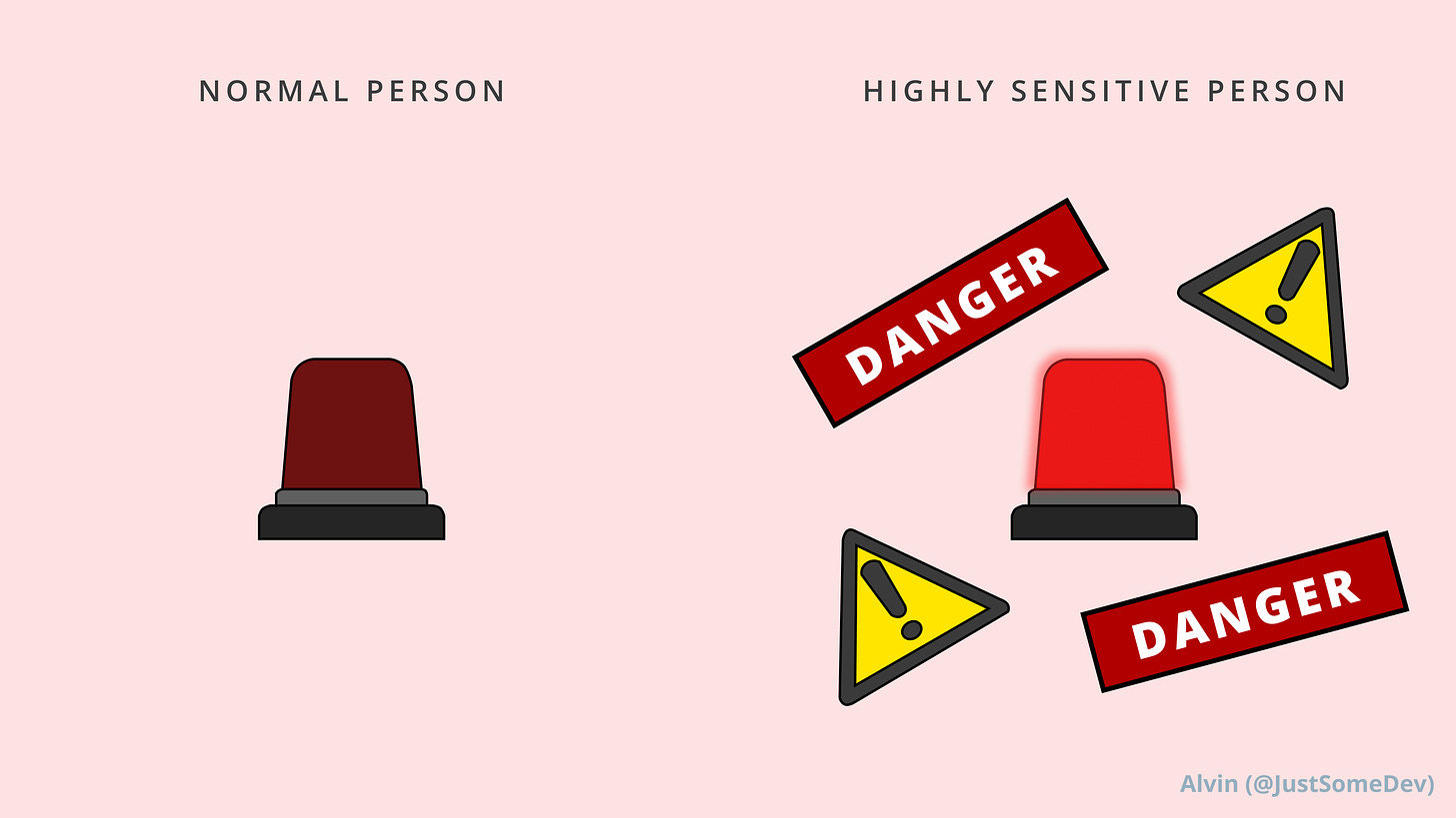 A Highly Sensitive Person detects danger while a normal person detects nothing.