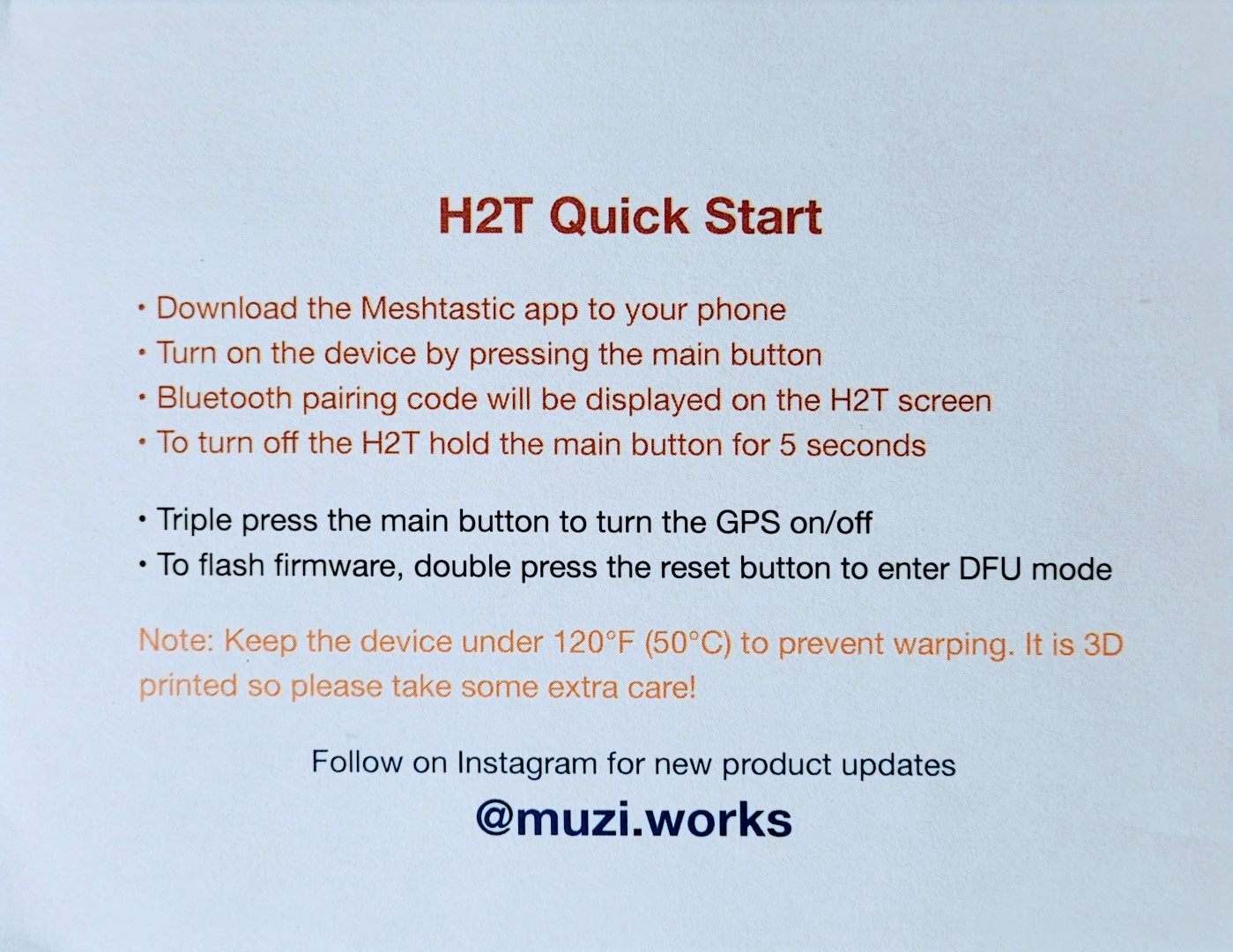 H2T quick start instructions