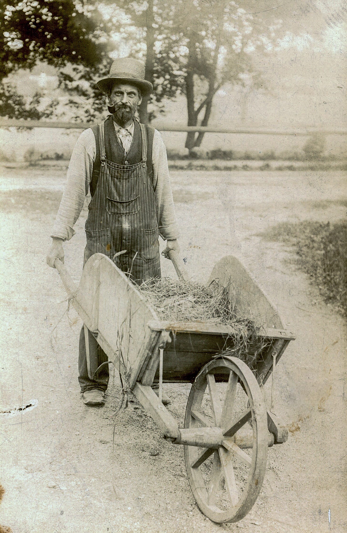 John Augustus Johnson with wheelbarrow