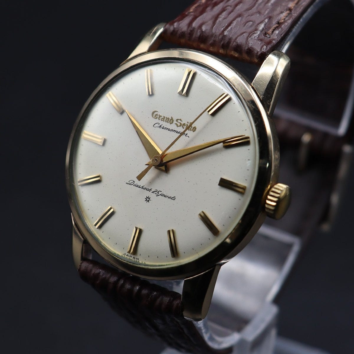 Extremely Rare First Generation GS SEIKO Grand Seiko First Mechanical Heritage Cal.3180 Manual Winding J14070E Lion Medal 25 Stones 1961 Floating Logo SD Dial Buckle Men's