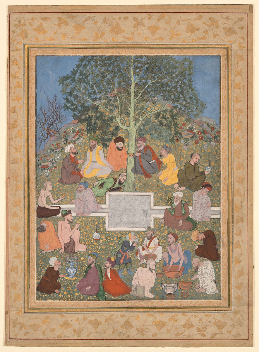 A Gathering of Dervishes, Opaque color and gold on paper 