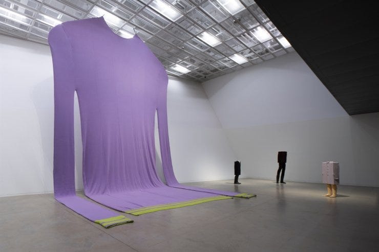 The exhibition, 'Erwin Wurm: Sculpture is Everywhere,' at the Suwon Museum of Art in Suwon, Gyeonggi Province, is the Austrian sculptor's largest solo exhibition ever held in Korea. Courtesy of Suwon Museum of Art