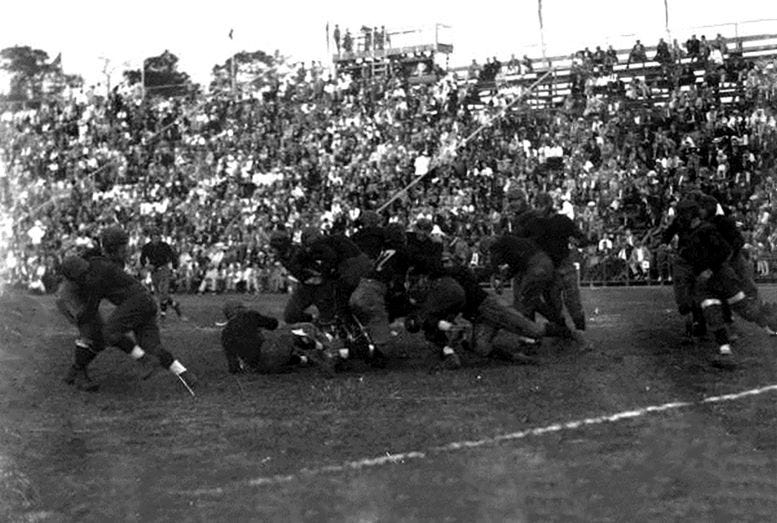 The first football game on October 23, 1926, in Coral Gables. Courtesy of Florida State Archives.