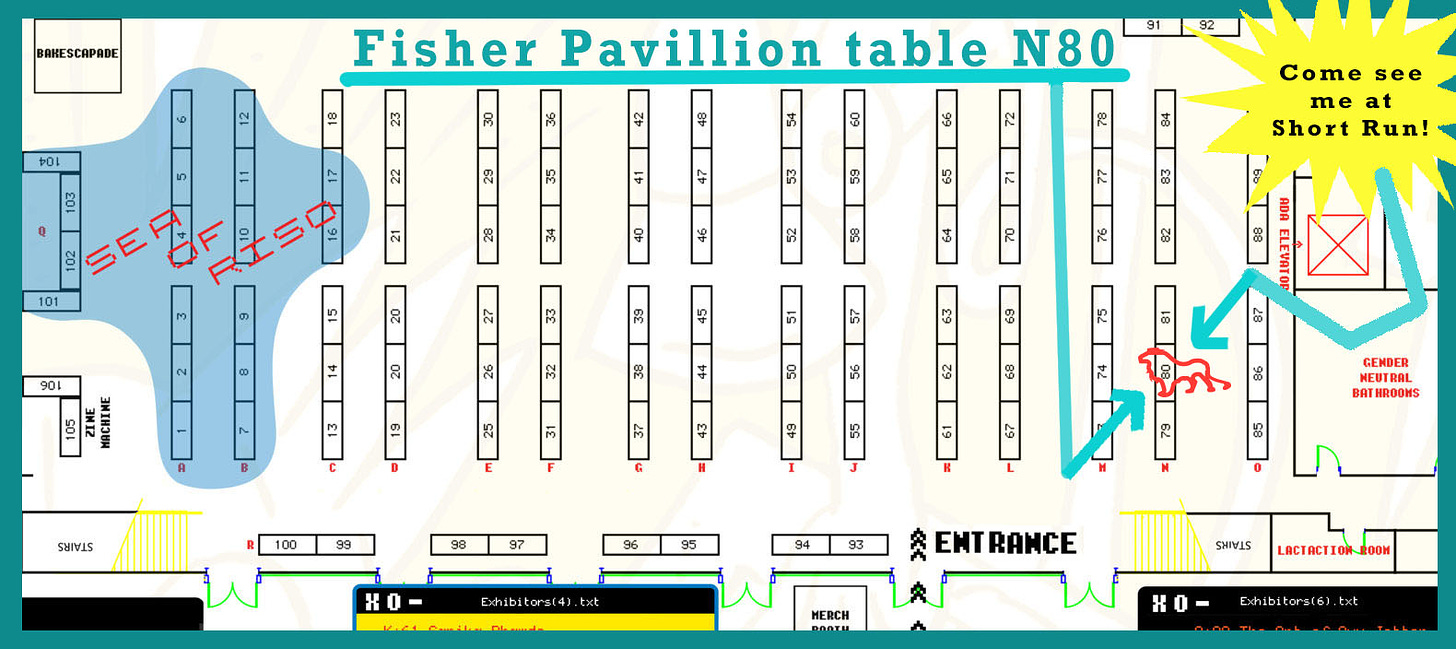 Short Run tabling map with Table N80 circled, come visit me!