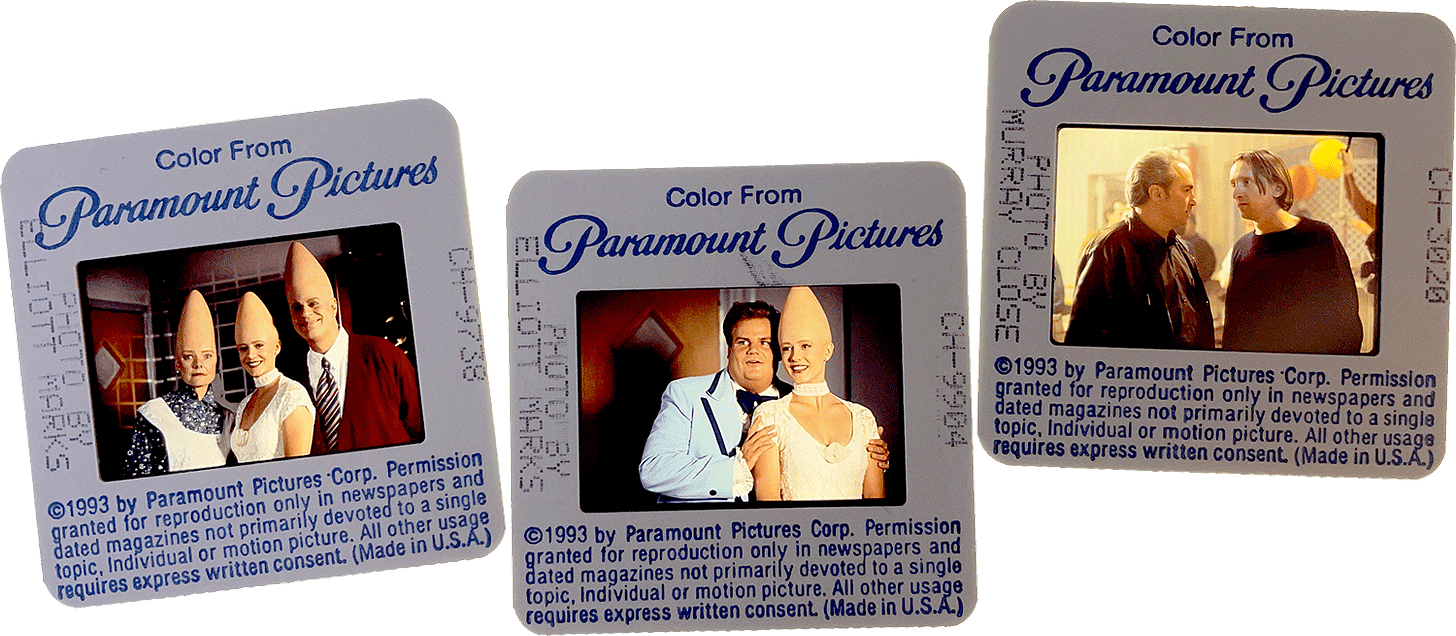 CONEHEADS slides; courtesy of Paramount Pictures, credit to Murray Close