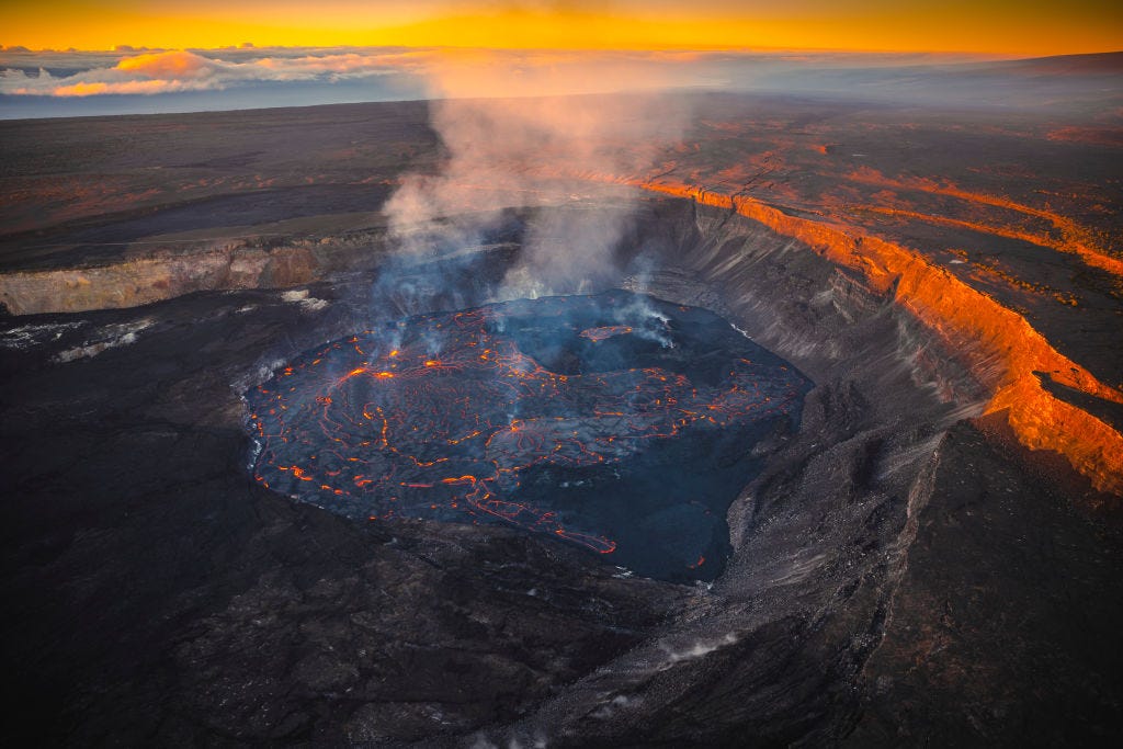 Lava erupts in the Halemaʻumaʻu Crater of the Kilauea Volcano on January 6, 2023 in Kilauea, Hawaii. (Photo by Andrew Richard Hara/Getty Images)
