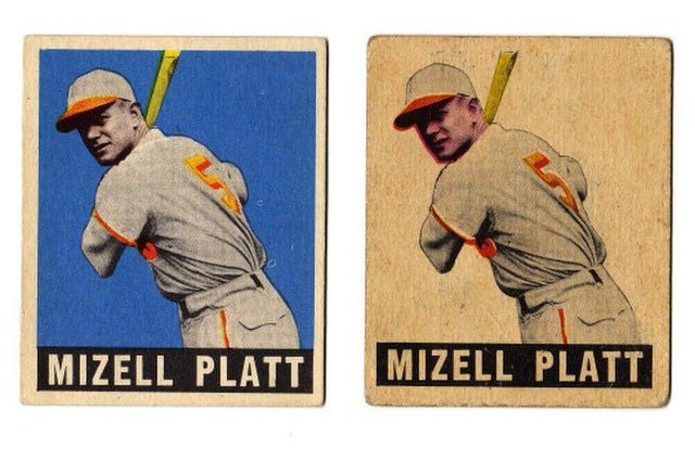 1949 Leaf Mizell Platt Baseball card