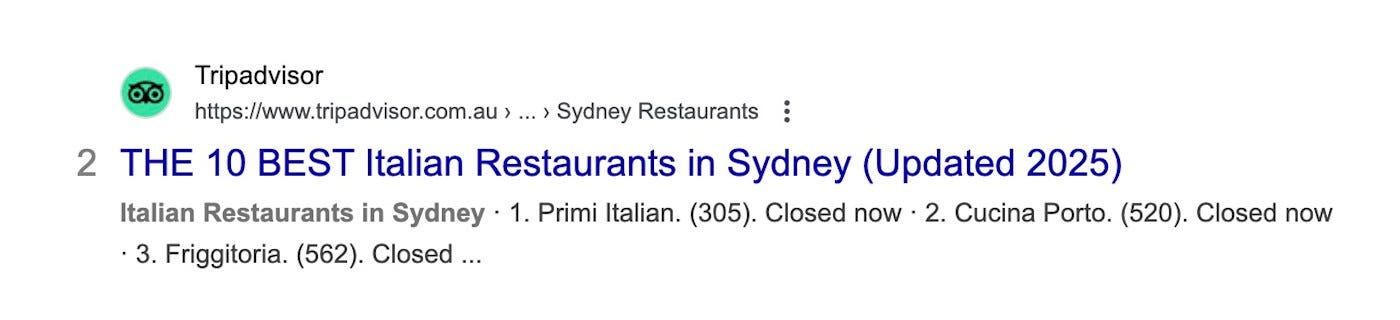TripAdvisor programmatic seo example