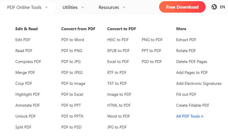 A long list of PDF premium features