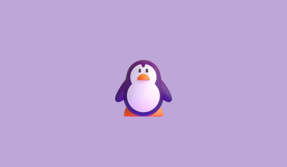 a penguin on a light purple background