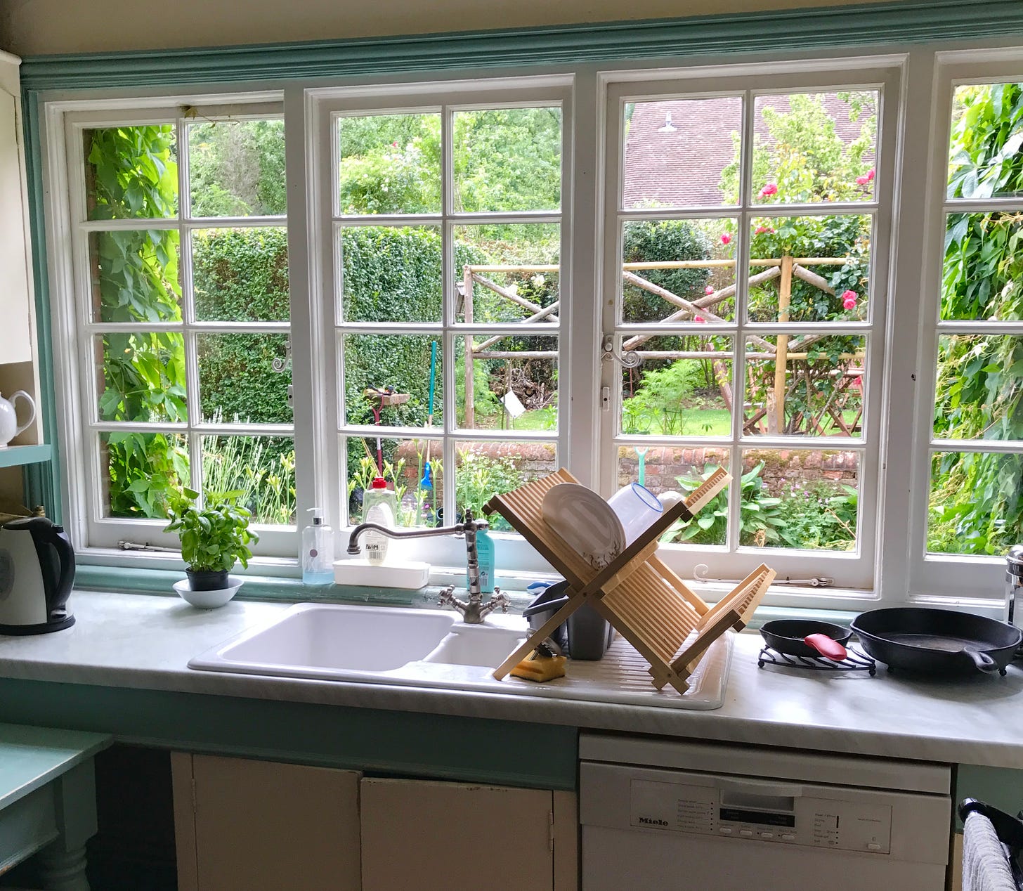 Kitchen view of the garden at the Kilns, home to CS Lewis. 